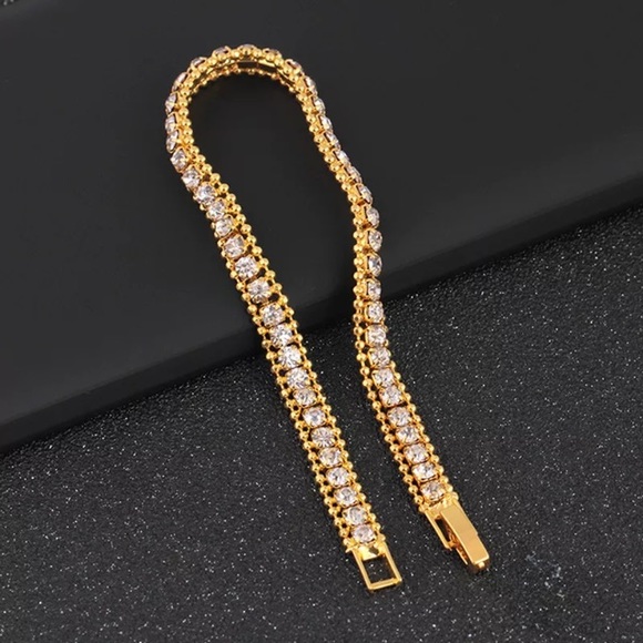❤️gorgeous all crystal rhinestone gold bracelet - Picture 2 of 5